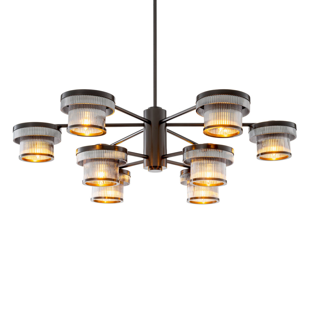 Eichholtz Kroonluchter Andromeda Bronze Highlight Smoke Glass