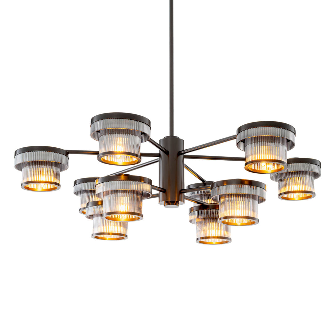 Eichholtz Kroonluchter Andromeda Bronze Highlight Smoke Glass