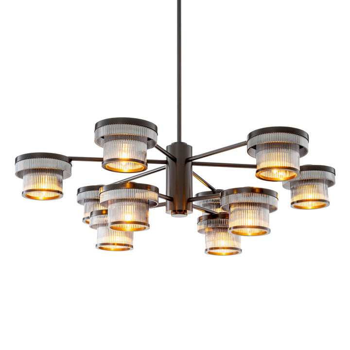 Eichholtz Kroonluchter Andromeda Bronze Highlight Smoke Glass