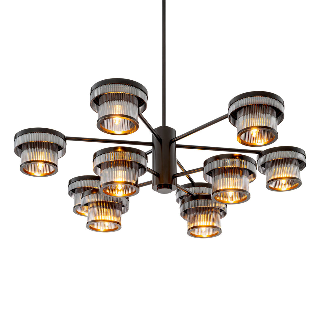 Eichholtz Kroonluchter Andromeda Bronze Highlight Smoke Glass