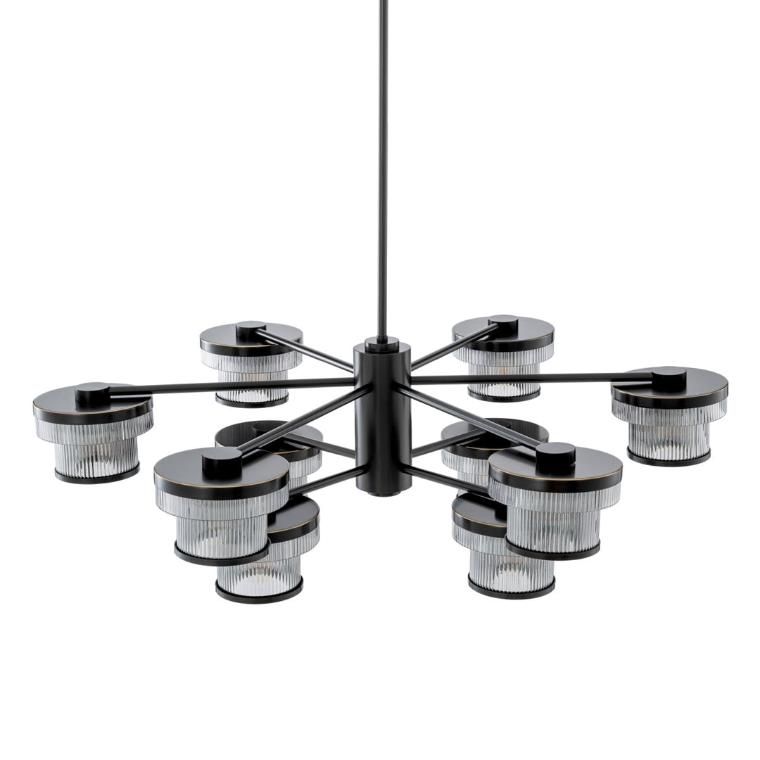 Eichholtz Kroonluchter Andromeda Bronze Highlight Smoke Glass