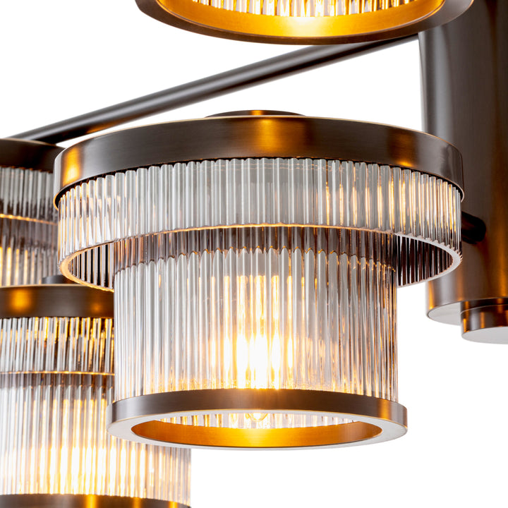 Eichholtz Kroonluchter Andromeda Bronze Highlight Smoke Glass