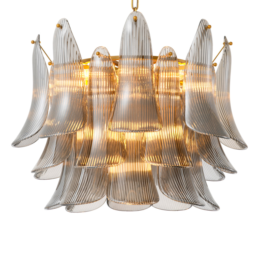 Eichholtz Kroonluchter Amun Brushed Brass Smoke Glass