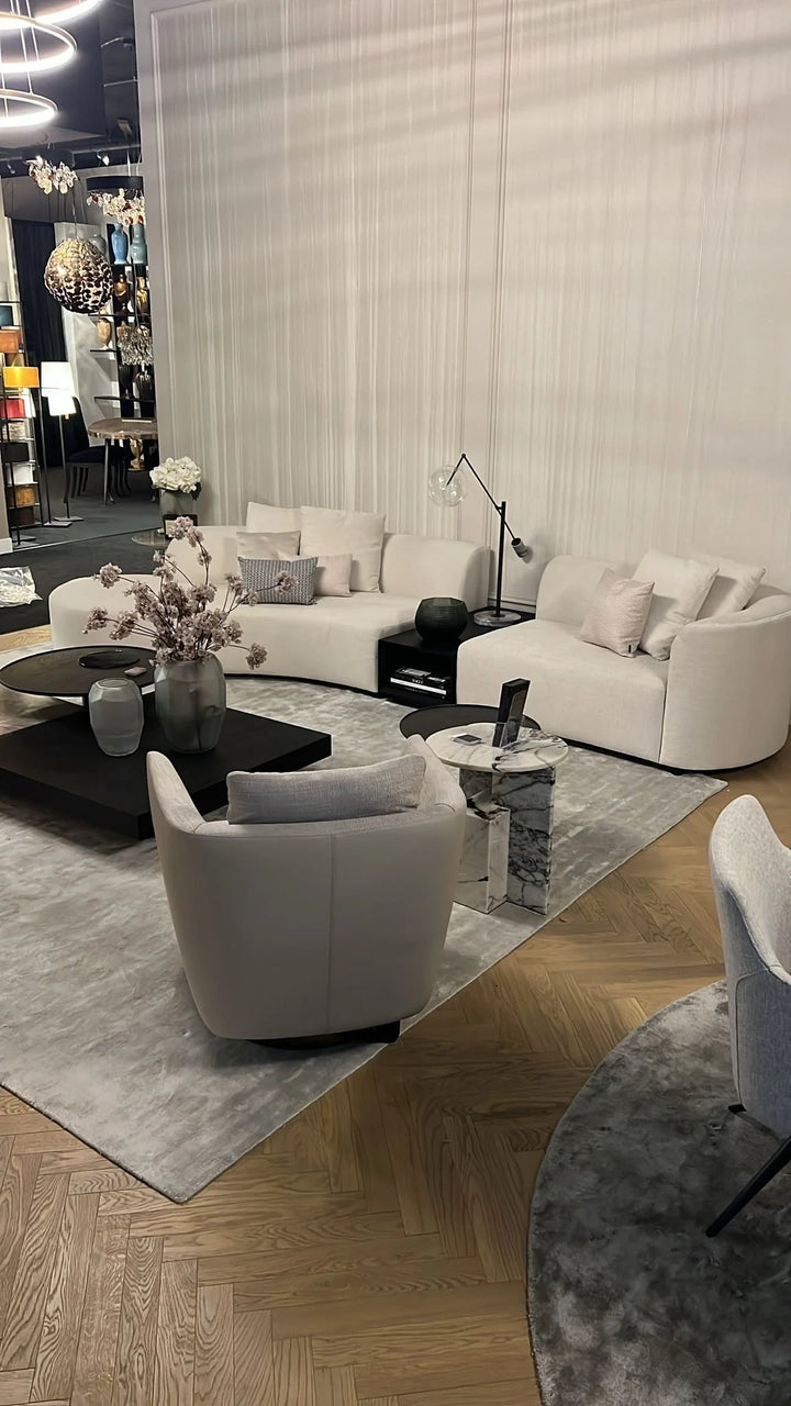 Como Gebogenes Sofa, Beige, Stoff