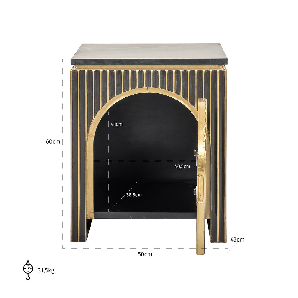 Nachtkastje Les Arcs 1-deur (Geborsteld Goud)