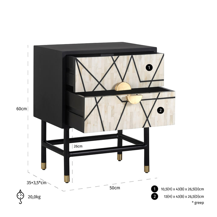 Bedside table Novas 2 drawers