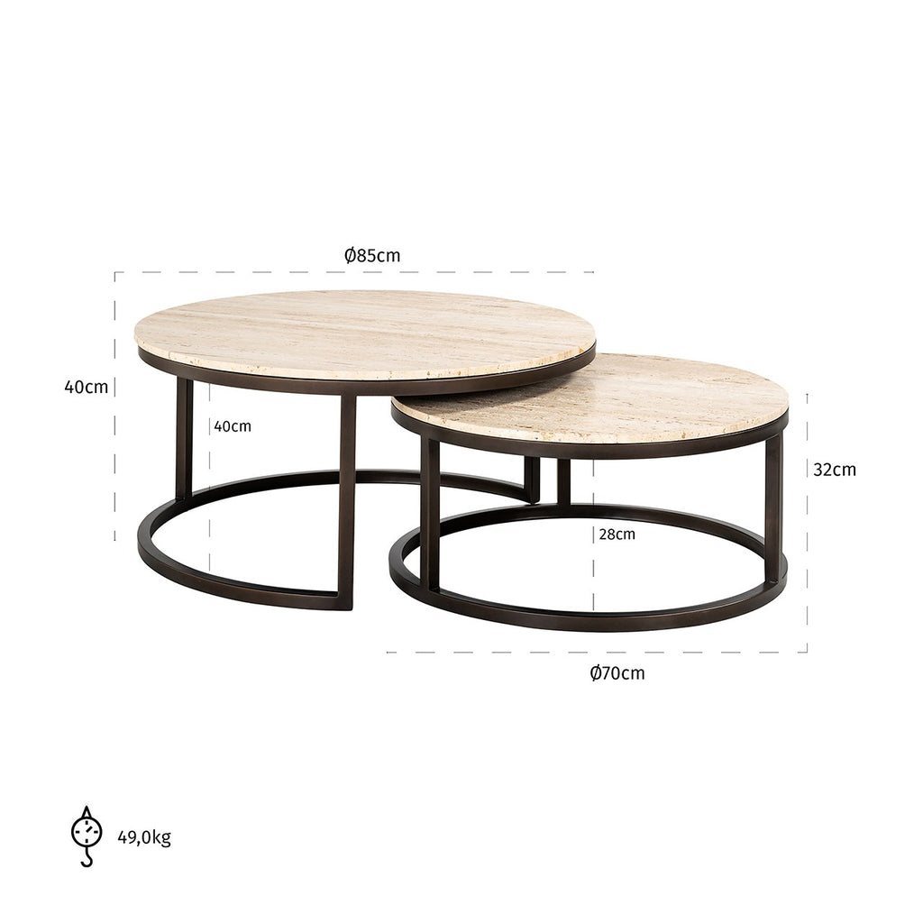 Avalon coffee table set of 2 (Bronze)