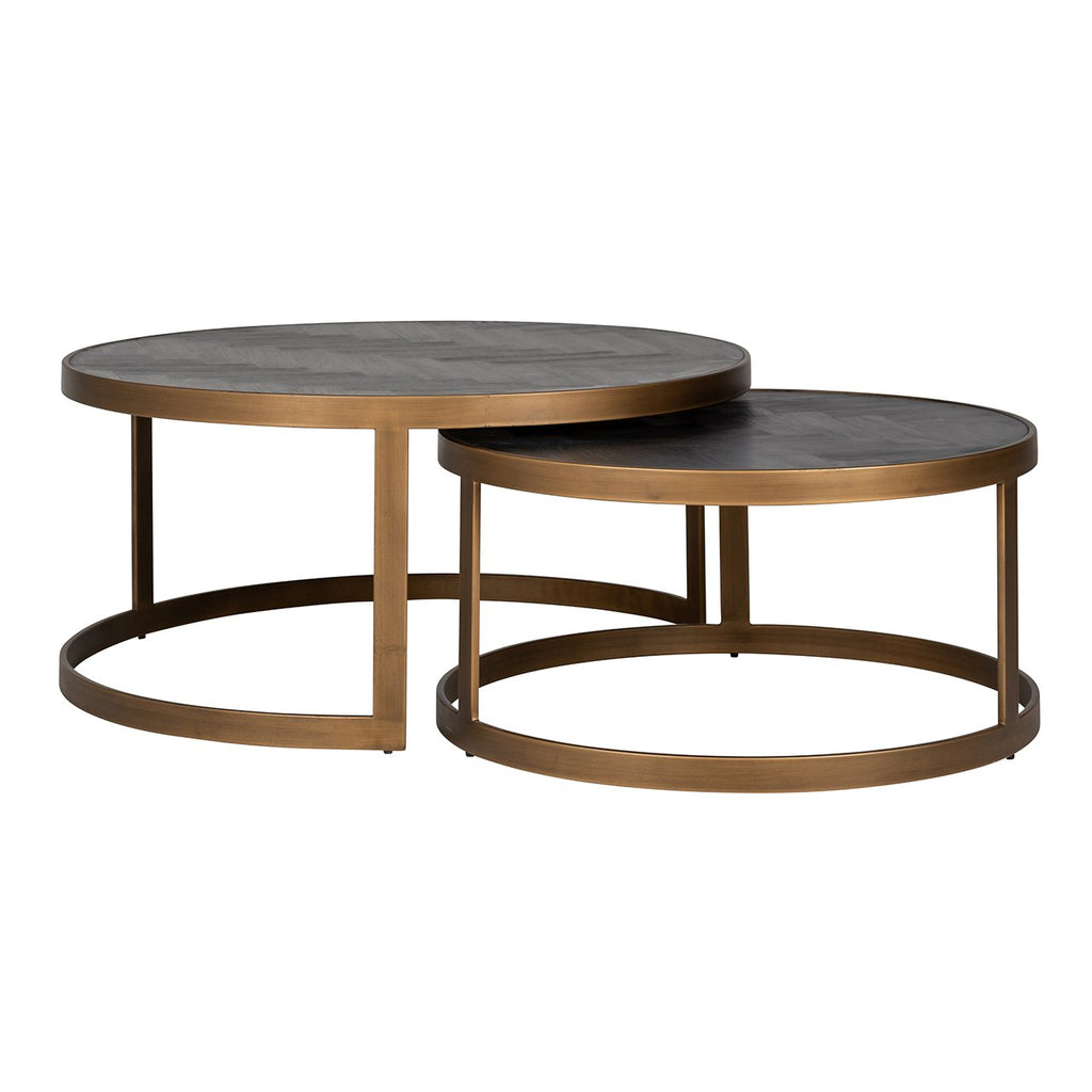 Blackbone brass coffee table set of 2 (Black rustic)