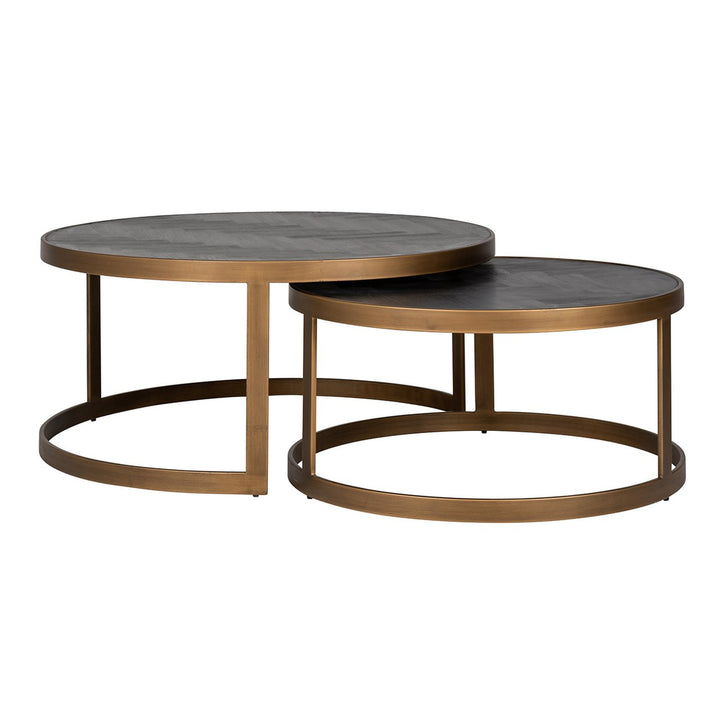Blackbone brass coffee table set of 2 (Black rustic)