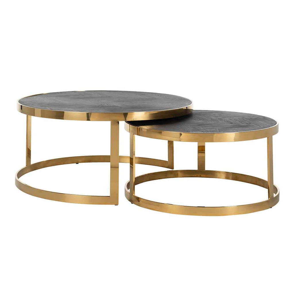 Blackbone gold coffee table set of 2 (Black rustic)