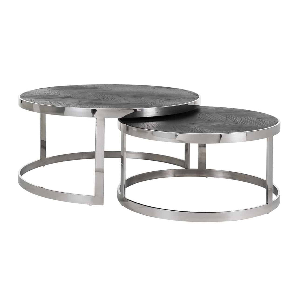 Salontafel Blackbone zilver set van 2 (Zwart rustiek)