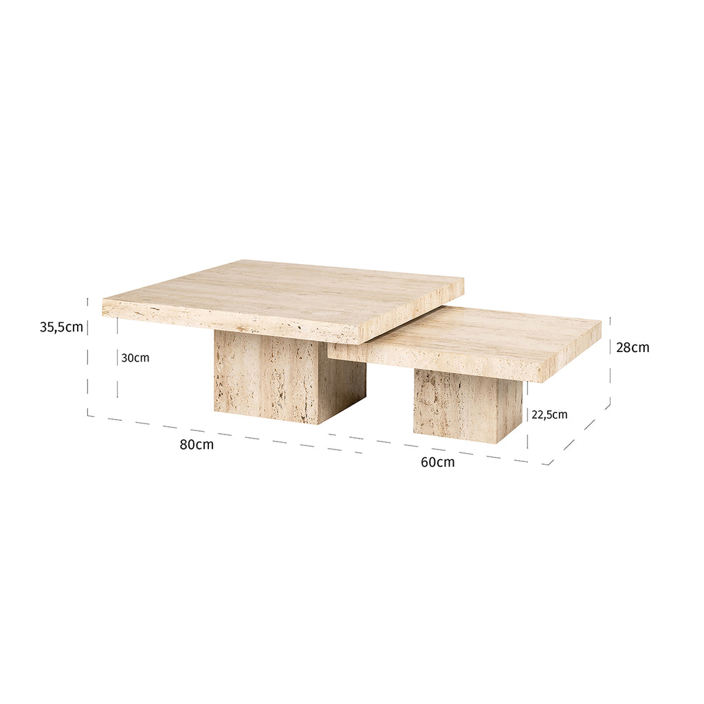 La Cantera square coffee table set of 2 (Beige)
