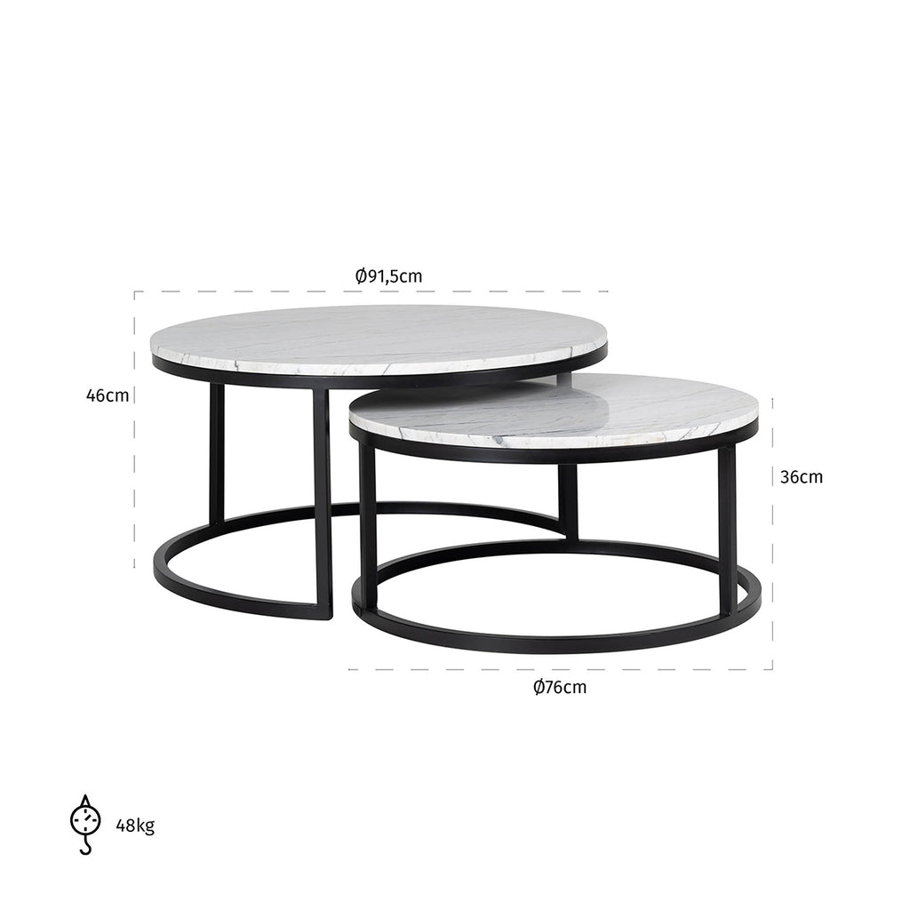 Lexington coffee table set of 2 (White)