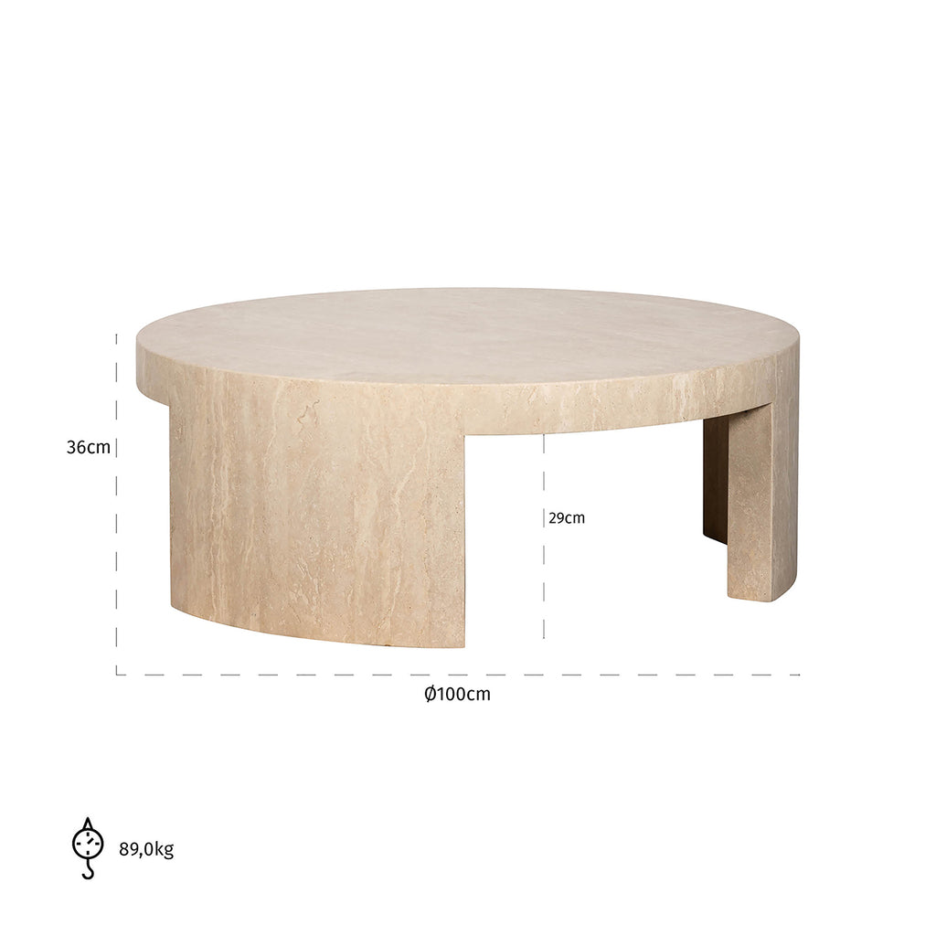 Salontafel rond Biltmore Italiaans beige Travertijn (Beige)