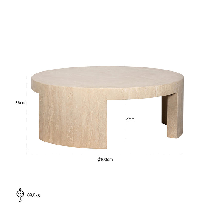 Salontafel rond Biltmore Italiaans beige Travertijn (Beige)