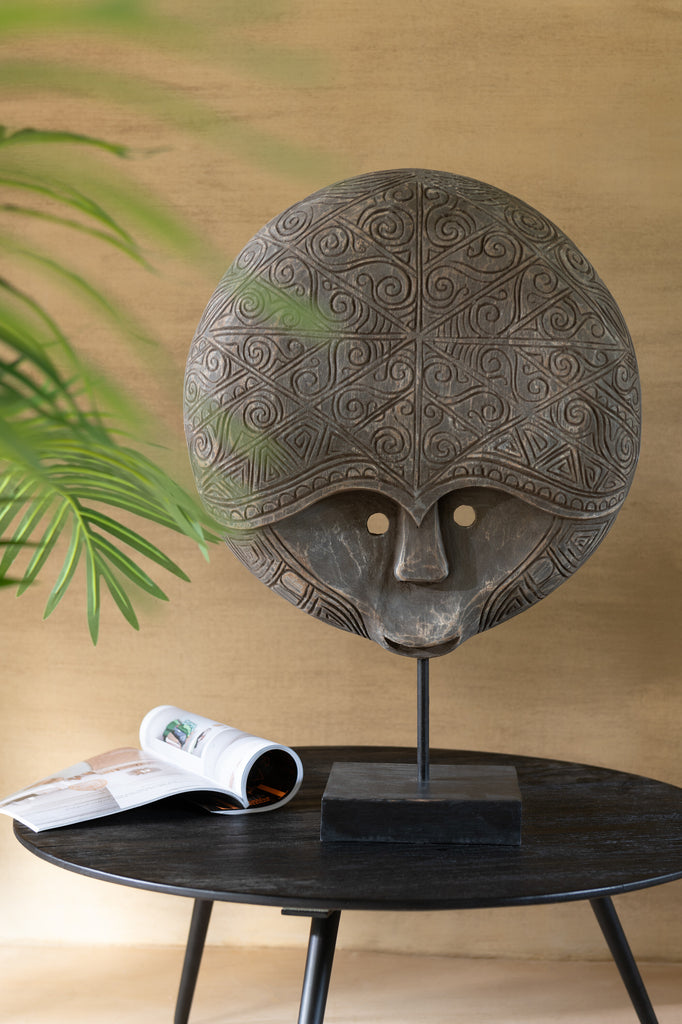 J-Line Set of 4 Round Tables Recycled Teak Wood Black