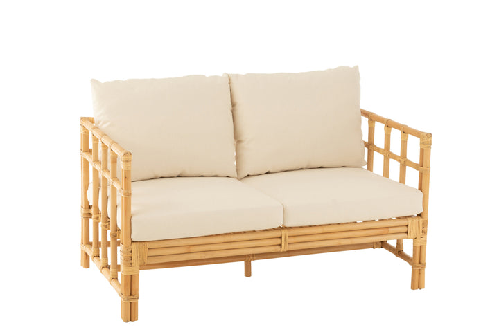 J-Line Sofa Elise 2 Personen Rattan Textil Natur/Weiß