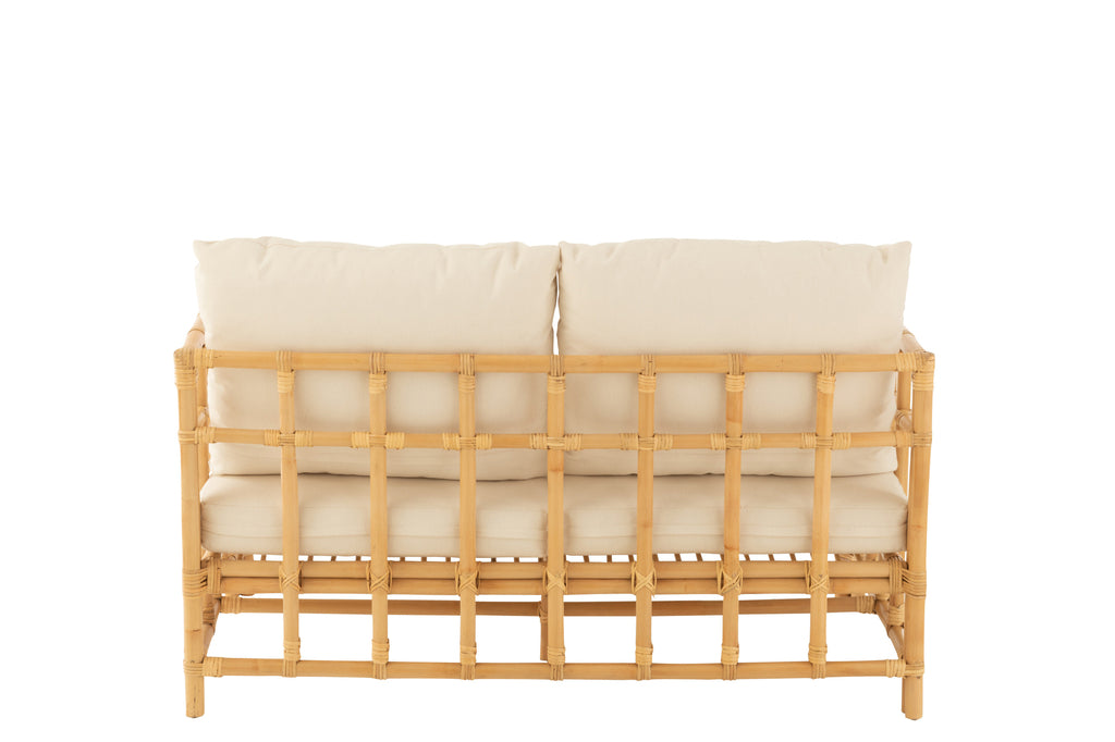 J-Line Sofa Elise 2 Personen Rattan Textil Natur/Weiß