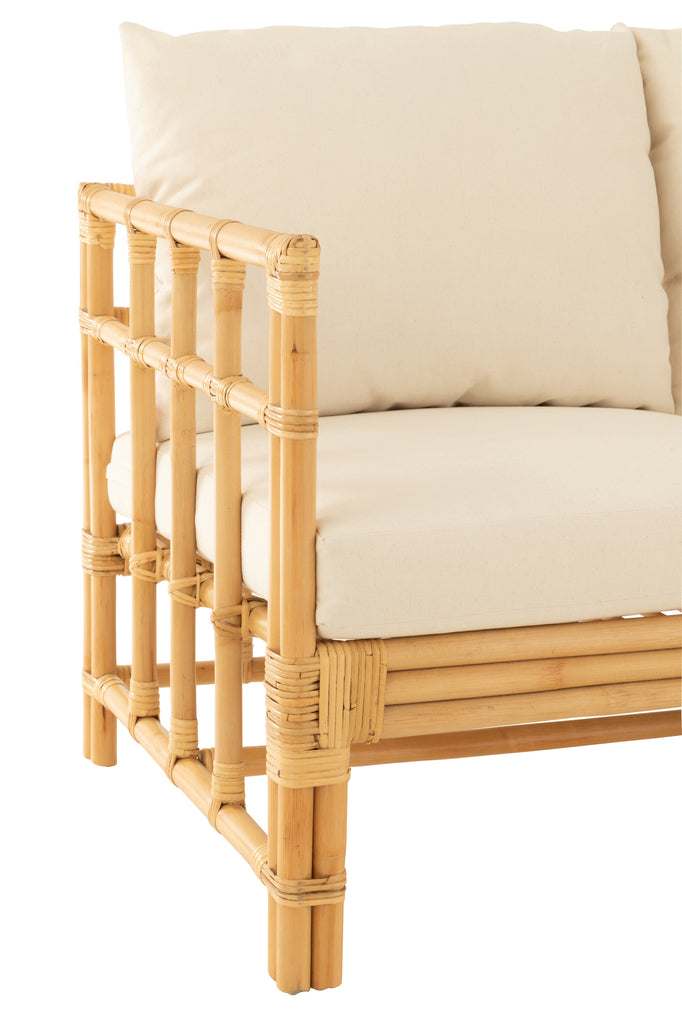 J-Line Sofa Elise 2 Personen Rattan Textil Natur/Weiß