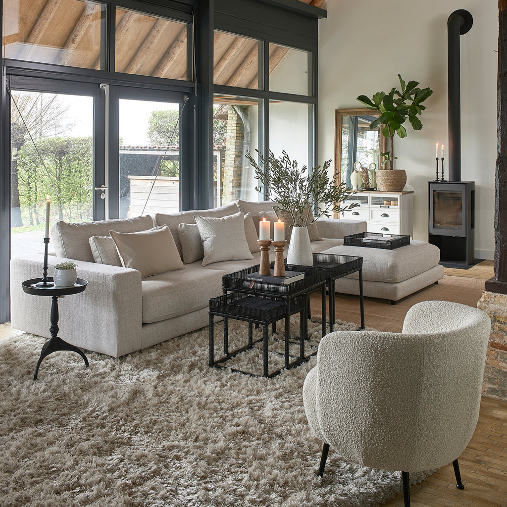 Rivièra Maison Stephen Eckarm links, sattes Tweed-Antikweiß