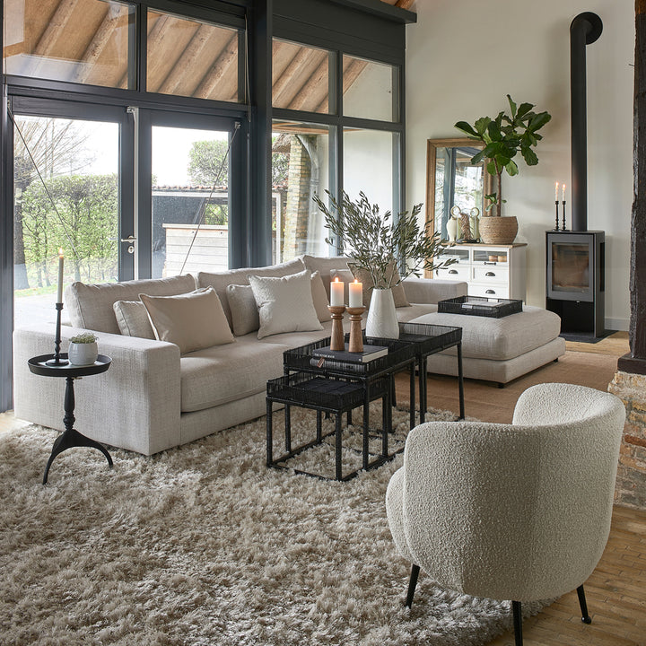 Rivièra Maison Stephen Eckarm links, sattes Tweed-Antikweiß