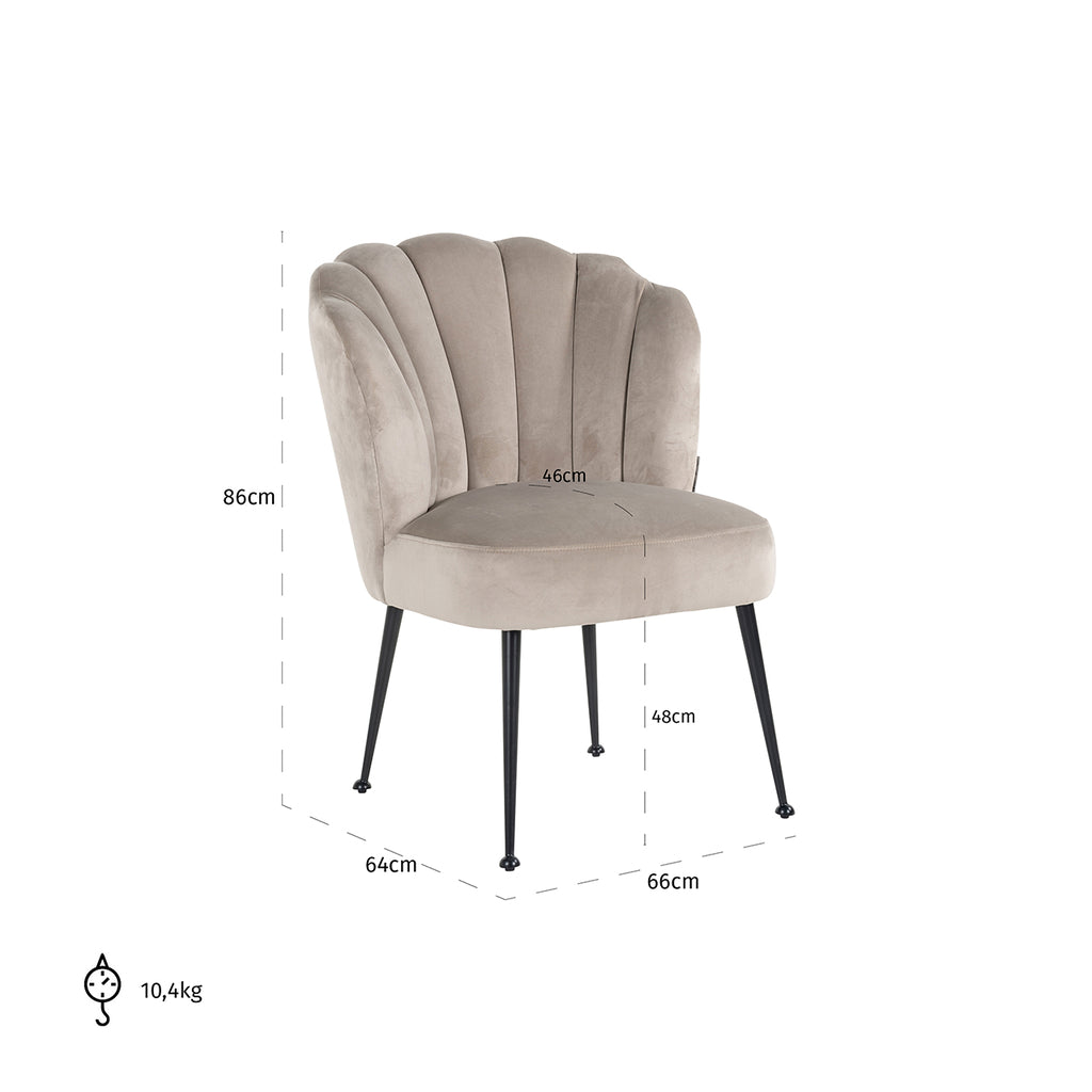 Stuhl Pippa Khaki Samt / Schwarz (Quartz Khaki 903)