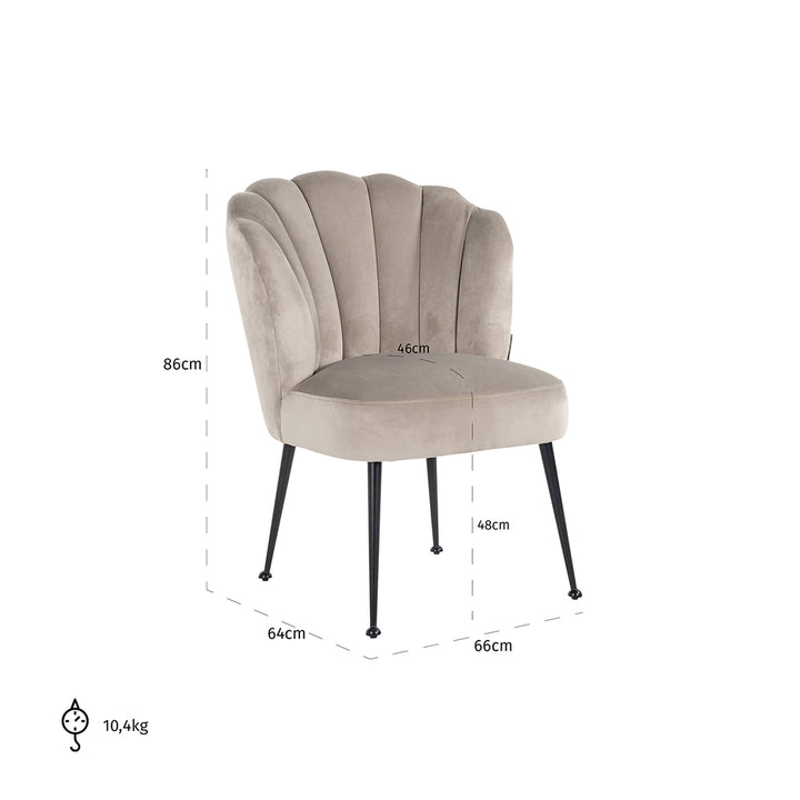 Stuhl Pippa Khaki Samt / Schwarz (Quartz Khaki 903)