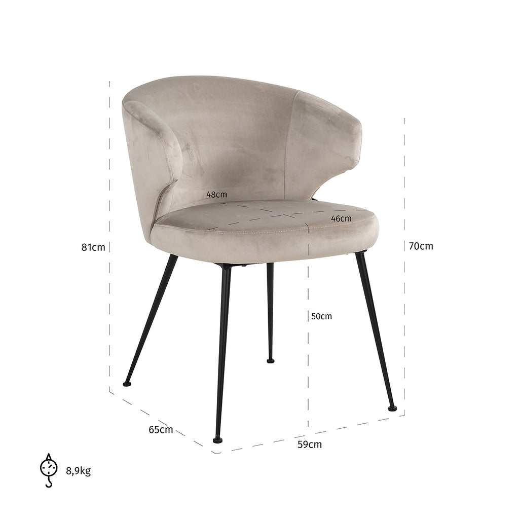 Chair Xandra khaki velvet (Quartz Khaki 903)