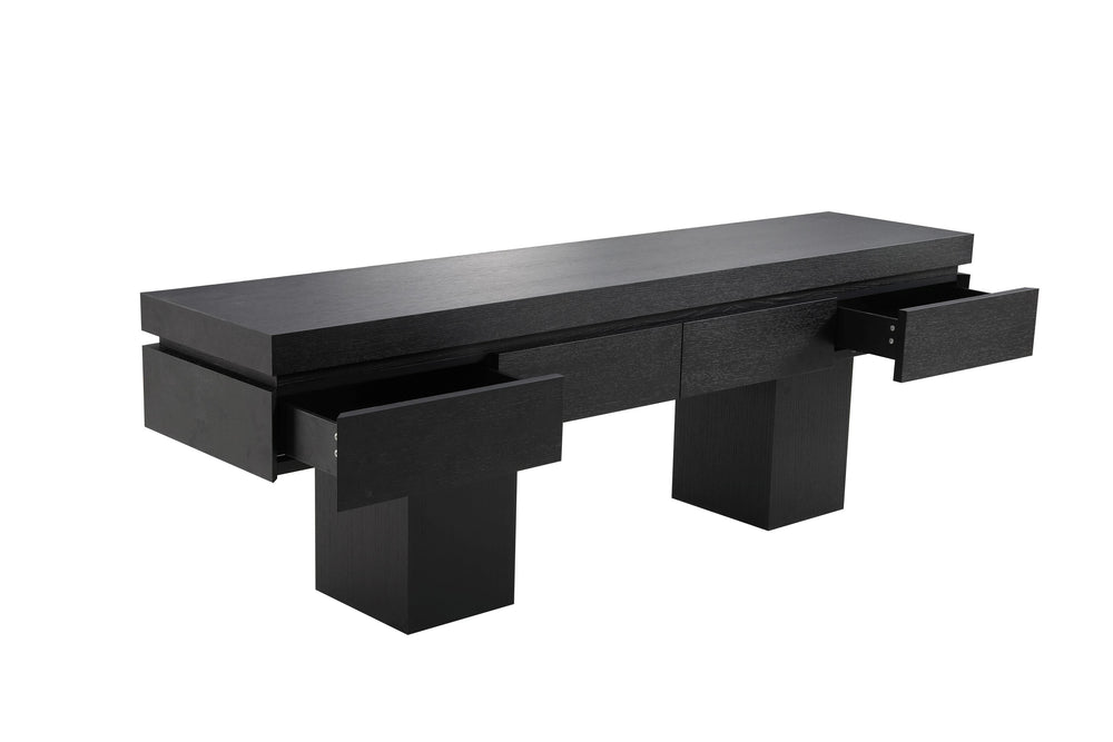 Consolekast Menico in zwart Charcoal, satijn – vrijstaand productbeeld