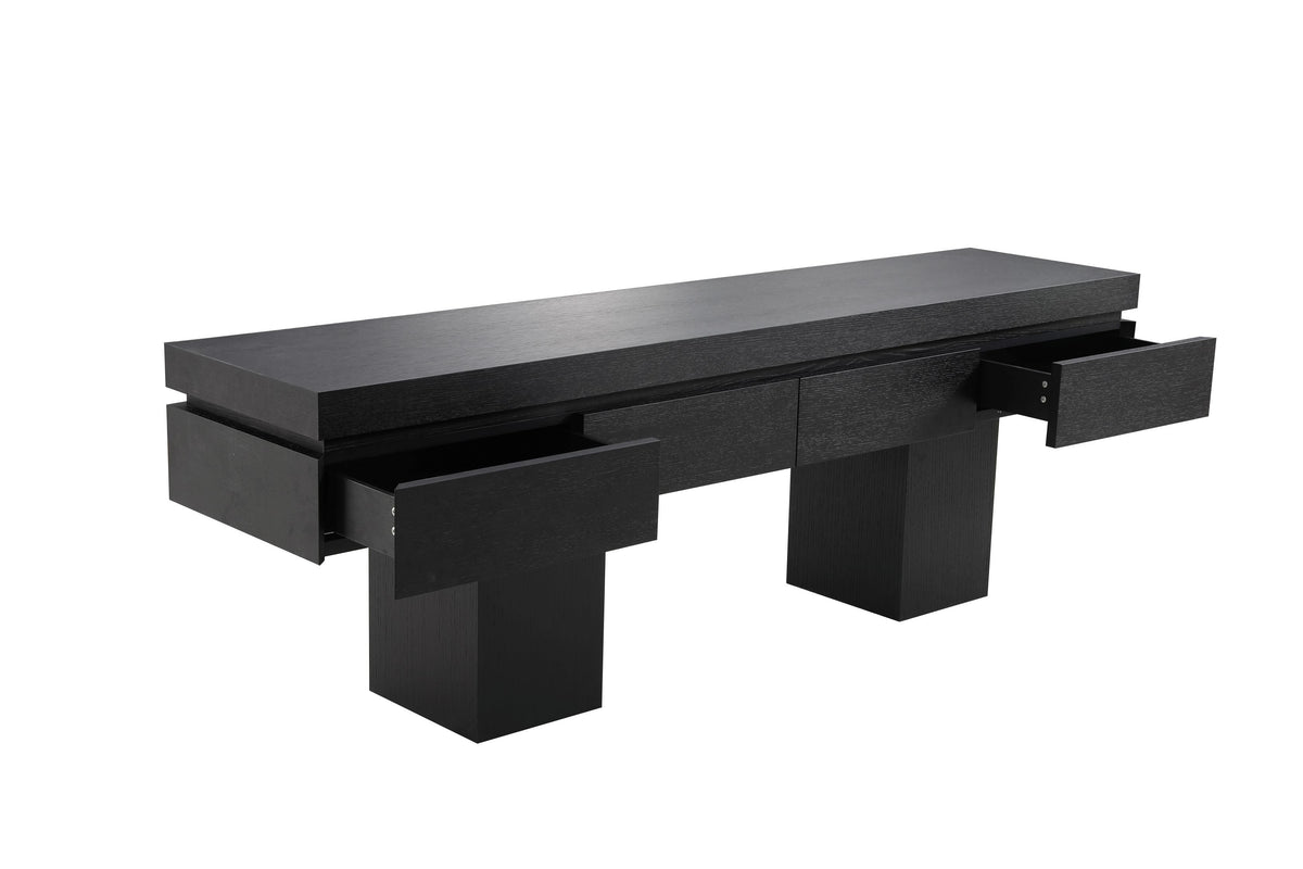 Consolekast Menico in zwart Charcoal, satijn – vrijstaand productbeeld