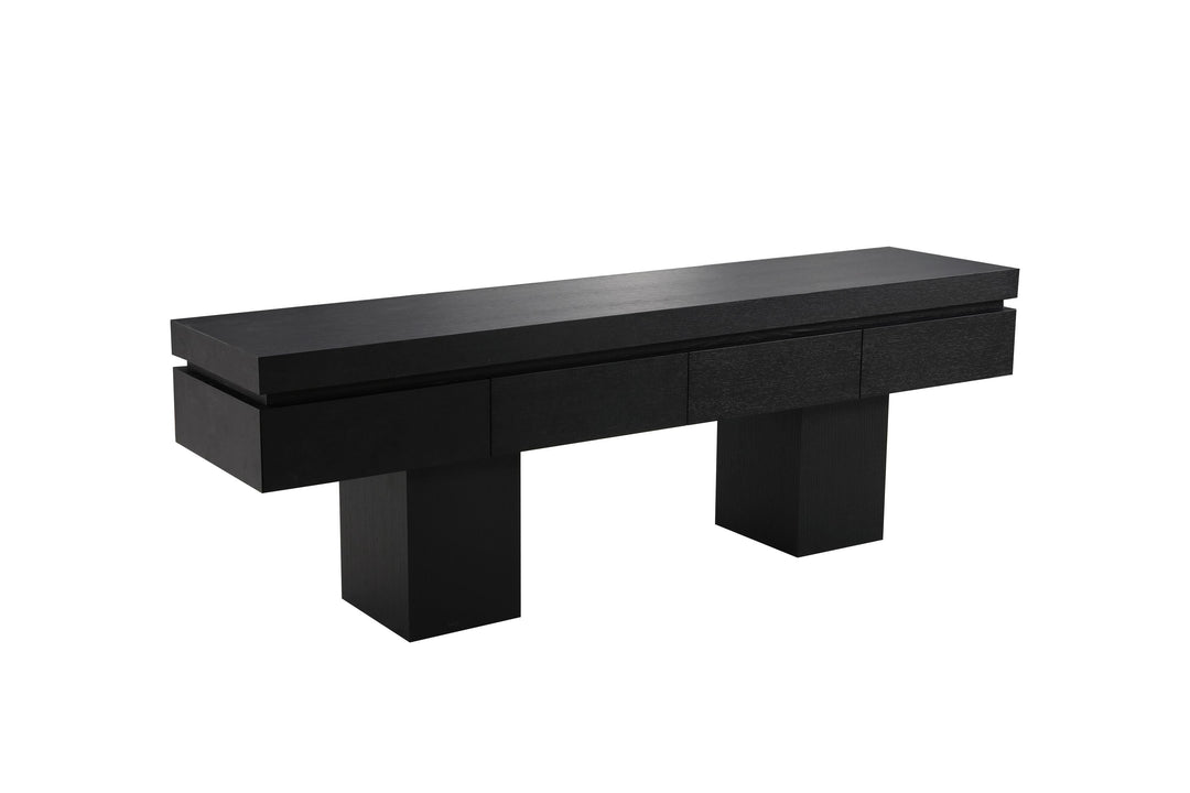 Consolekast Menico in zwart Charcoal, satijn – vrijstaand productbeeld