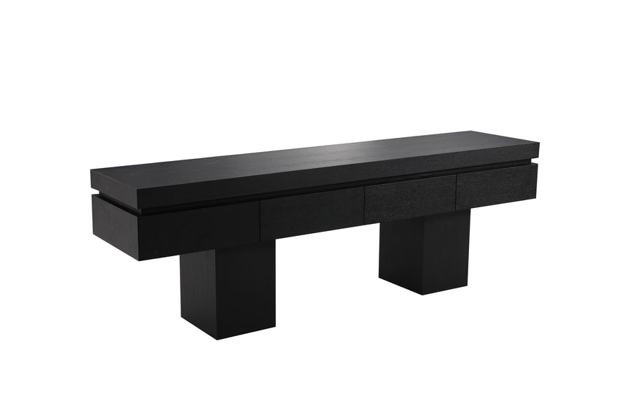 Consolekast Menico in zwart Charcoal, satijn – vrijstaand productbeeld