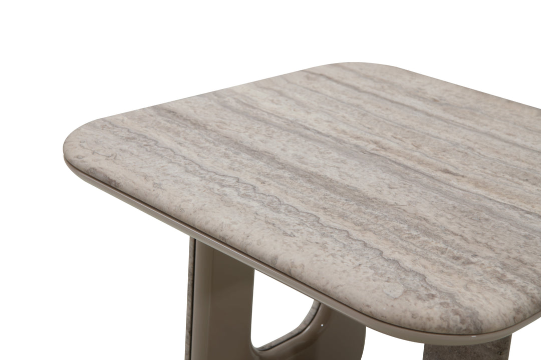 Bijzettafel Travero in zilver travertin / lichttaupe – detail
