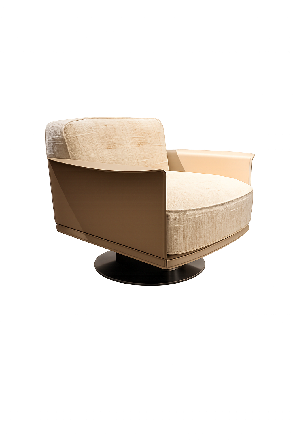 Draaifauteuil Donovan in geweven stof in Marfa lichtbeige – vrijstaand productbeeld