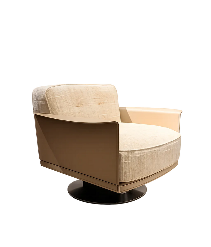 Draaifauteuil Donovan in geweven stof in Marfa lichtbeige – vrijstaand productbeeld