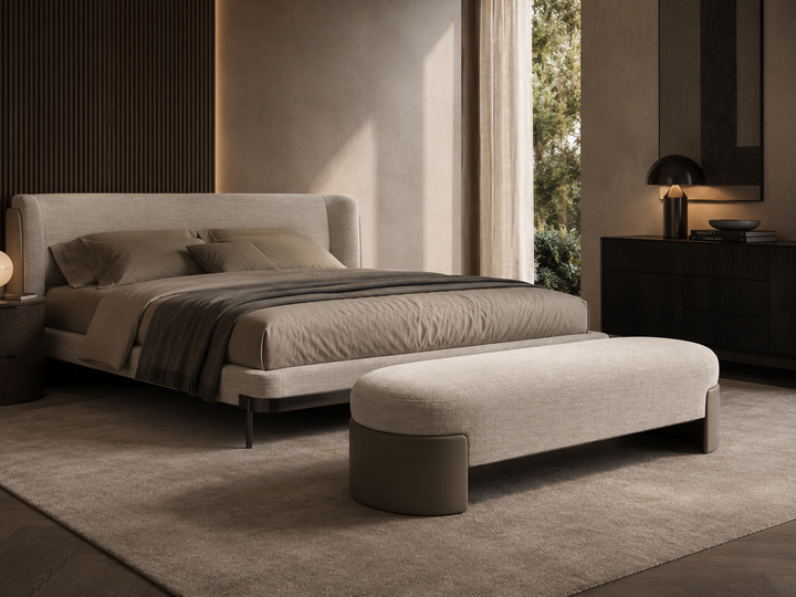 Bankje Ciro in taupe in een interieur