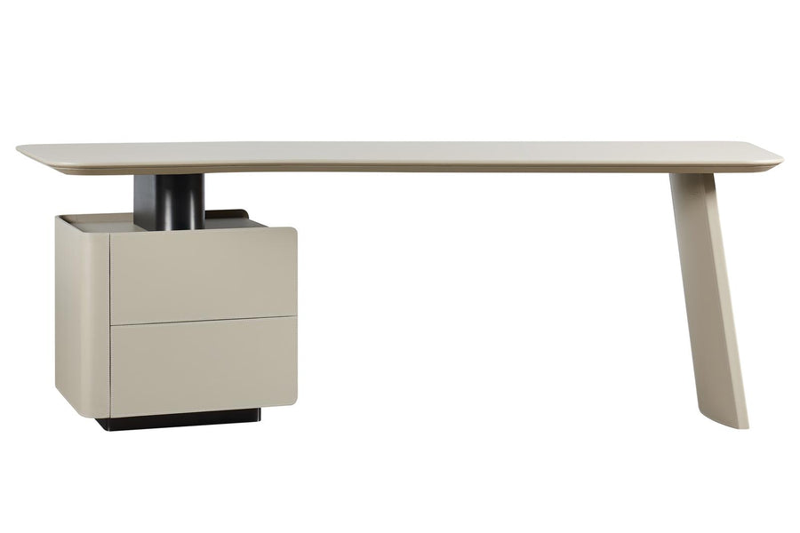 Bureau Fiora in Craie met leerstructuur – vrijstaand productbeeld