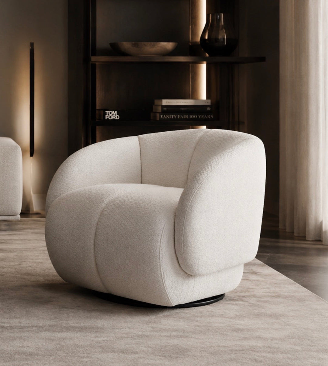 Draaifauteuil Angelica in witbeige in een interieur