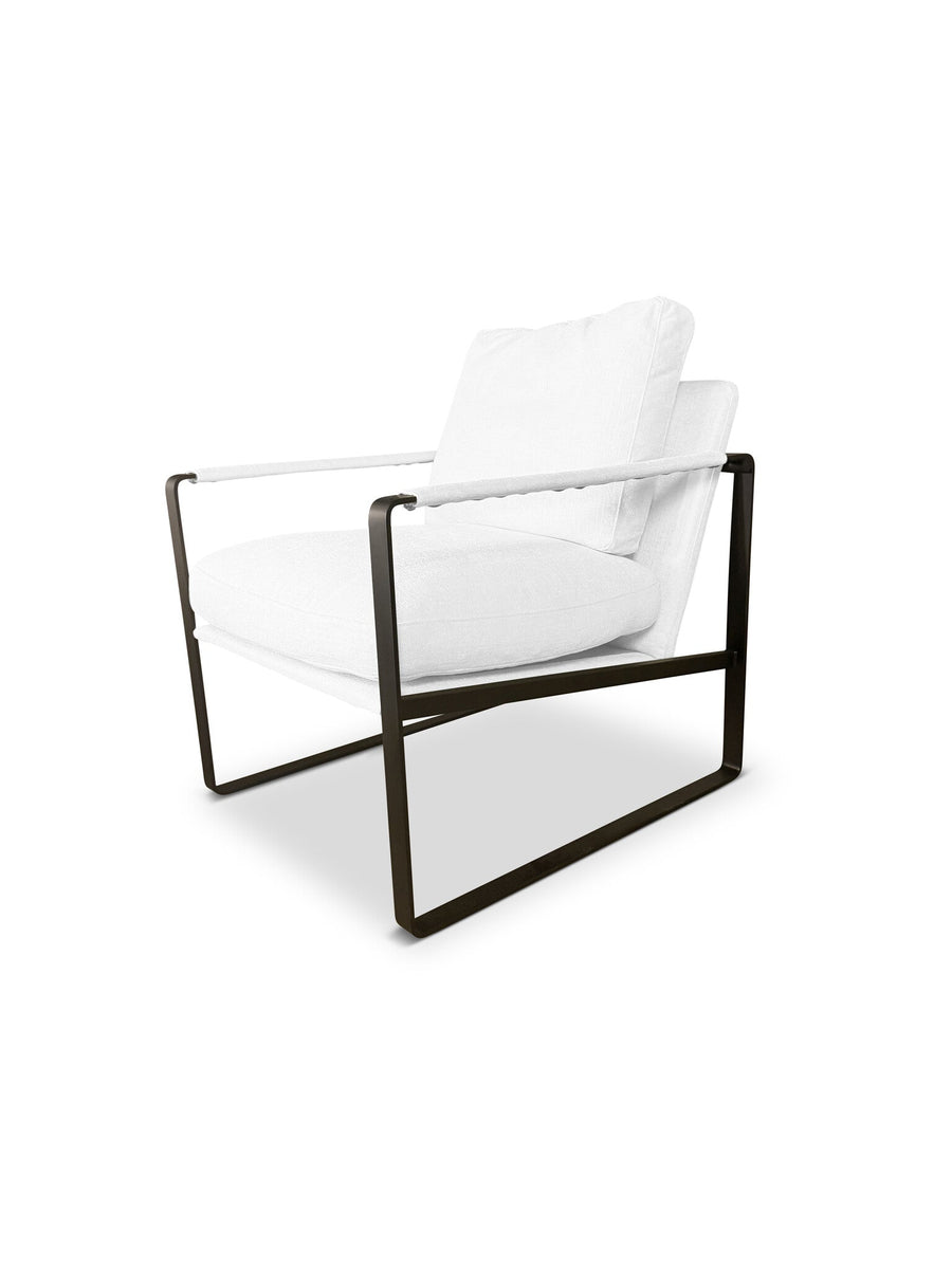 Fauteuil Mila in witte geweven stof – vrijstaand productbeeld