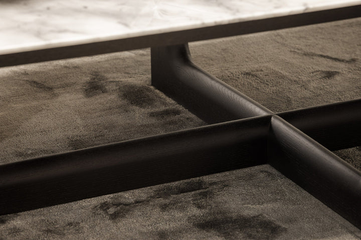 Salontafel Brio in Calacatta-marmer en hout – detail