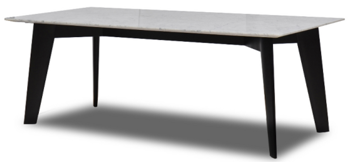 Eettafel Brio in Calacatta-marmer en gerookt houtfineer – vrijstaand productbeeld