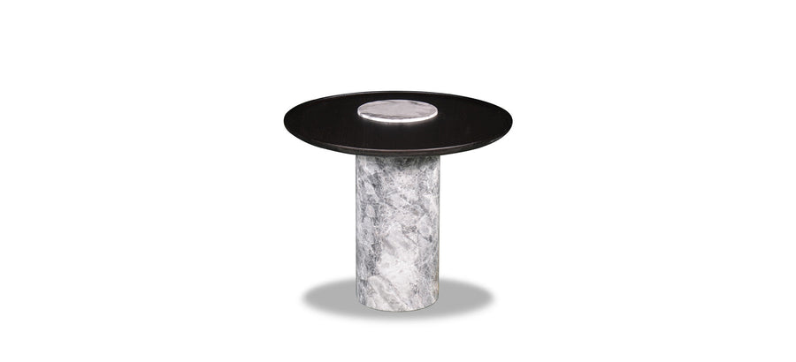 Bijzettafel Sofia in Oreo-marmer en hout – vrijstaand productbeeld