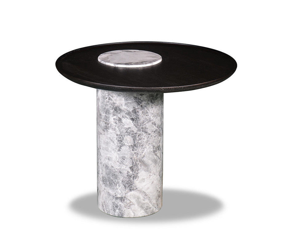 Bijzettafel Sofia in Oreo-marmer en hout – vrijstaand productbeeld