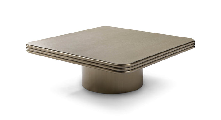 Salontafel Lazio in houtfineer en roestvrij staal met bronsafwerking – vrijstaand productbeeld