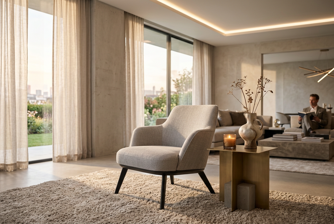 Fauteuil Milano in grijs – vrijstaand productbeeld