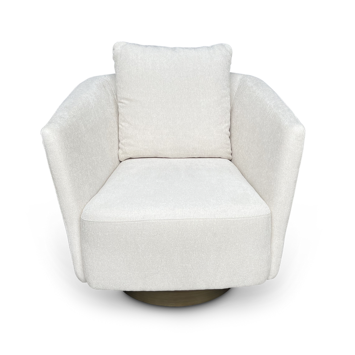 Draaifauteuil Borgia in witte stof – vrijstaand productbeeld