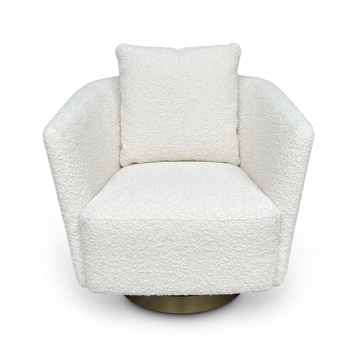 Draaifauteuil Borgia in witte stof – vrijstaand productbeeld