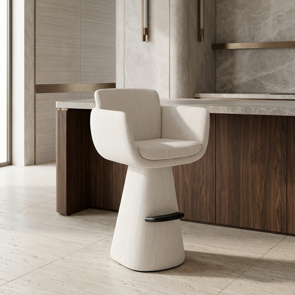 The Grand Bar Stool Anna White Beige