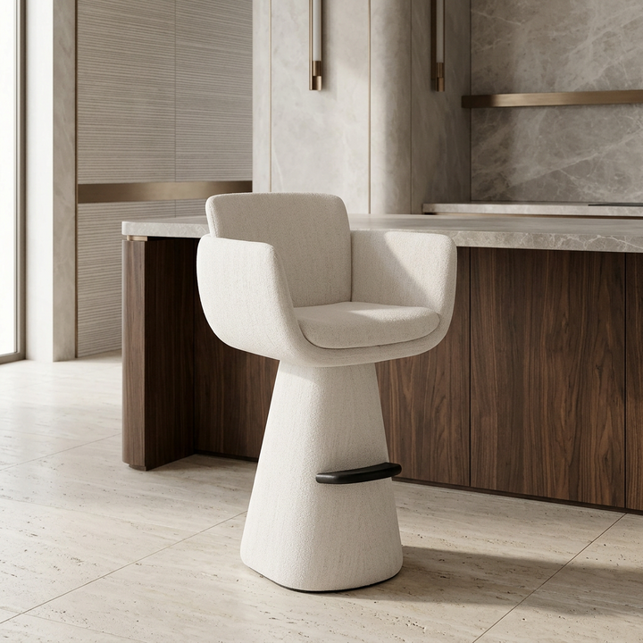 The Grand Bar Stool Anna White Beige