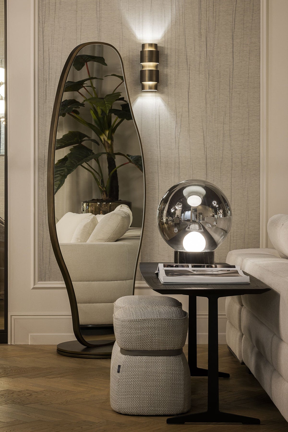 Console Manhattan in eiken Charcoal in een interieur